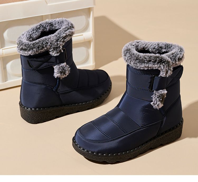 Women's Winter Snow Boots With Fleece Lining, Thick High-Top Warm Shoes, Slip-Resistant Sole, Casual Zip-Up Ankle Boots For Women_voghion.com