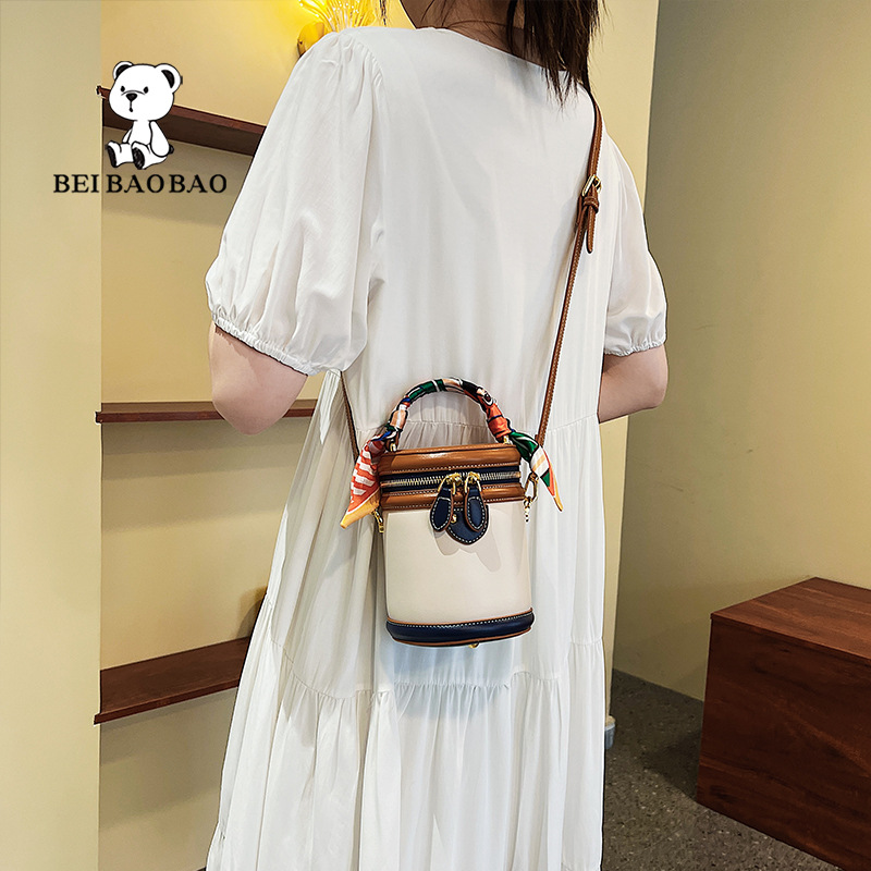 Borsa a secchiello per l'estate 2023 da donna nuova borsa a cilindro dal design di nicchia borsa a tracolla portatile piccola borsa sciarpa mini borsa per donna_voghion.com