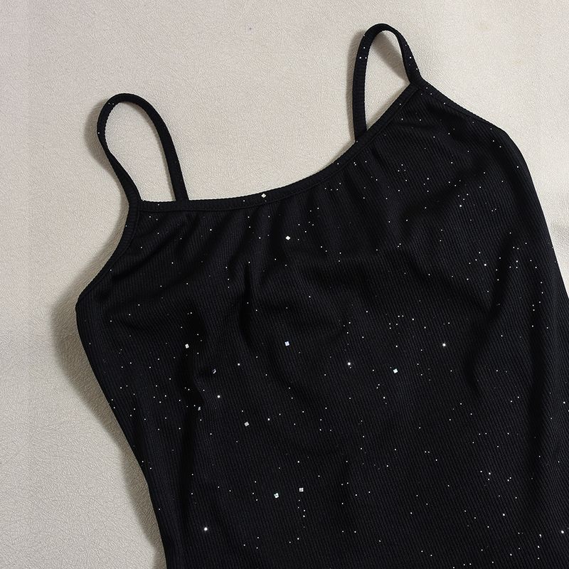 Sexy rückenfreies, figurbetontes Kleid mit Strassträgern – ärmelloses, langes Sommerkleid mit Schlitz für Frauen, dehnbare Clubwear aus Strick, elegant und lässig_voghion.com