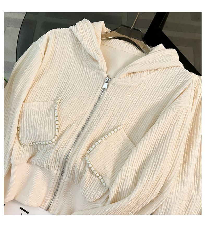 Damenbekleidung Lässiger Sportanzug für Damen Herbst Neue lockere Strickjacke mit Kapuzenpullover Jacke Hohe Taille Gerade Hose Zweiteiliger Anzug_voghion.com