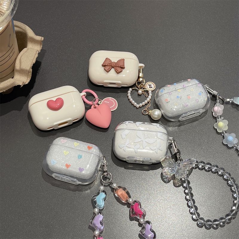 Hjärtmönster Hörlursfodral med armband för HUAWEI FreeBuds 5i SE2 Lenovo HT38 LP40 AirPods Skyddsfodral Hörlurstillbehör Skyddslåda_voghion.com