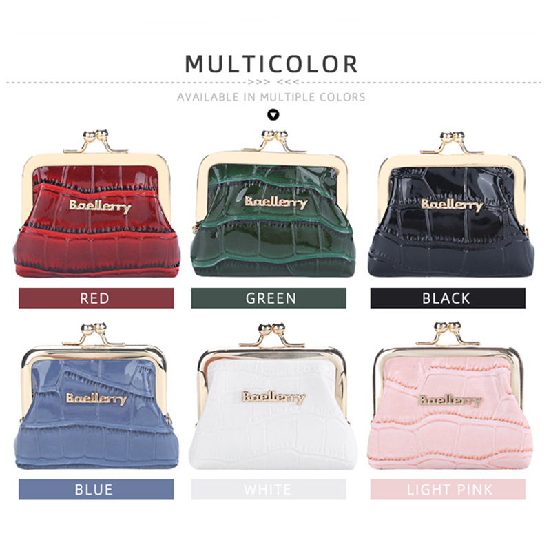 Baellerry New Coin Purse Glossy Crocodile Wallet Metal Clip Buckle Coin Purse_voghion.com