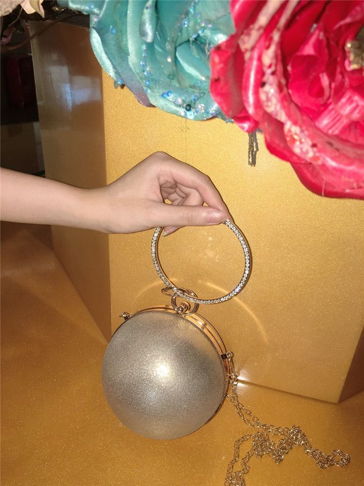 Runde Kugel-Strassquaste, sphärische Bankett-Einzelstücke für Damen, runder Handring, Mini-Umhängekette_voghion.com