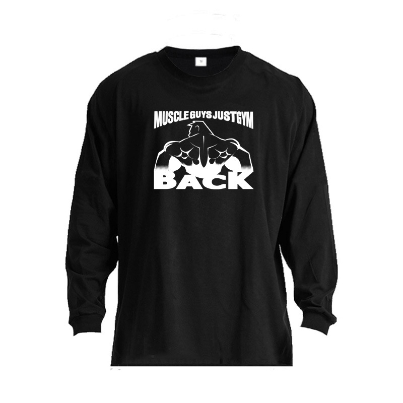 Muskel-Herbst-Herbst-Langarm-Fitness-T-Shirt mit lockerer Passform. Kontrastierendes, dünnes Basisshirt für Herren. Sport-Trainingskleidung_voghion.com