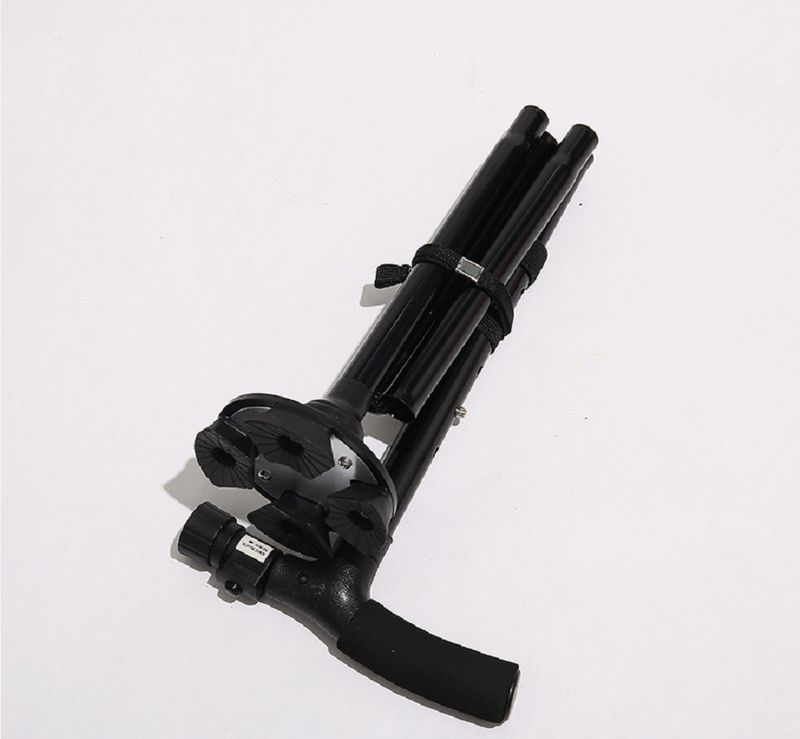 Magic Cane folding walking stick for the elderly Aluminum alloy TV four-legged tumbler trekking stick LED with light_voghion.com