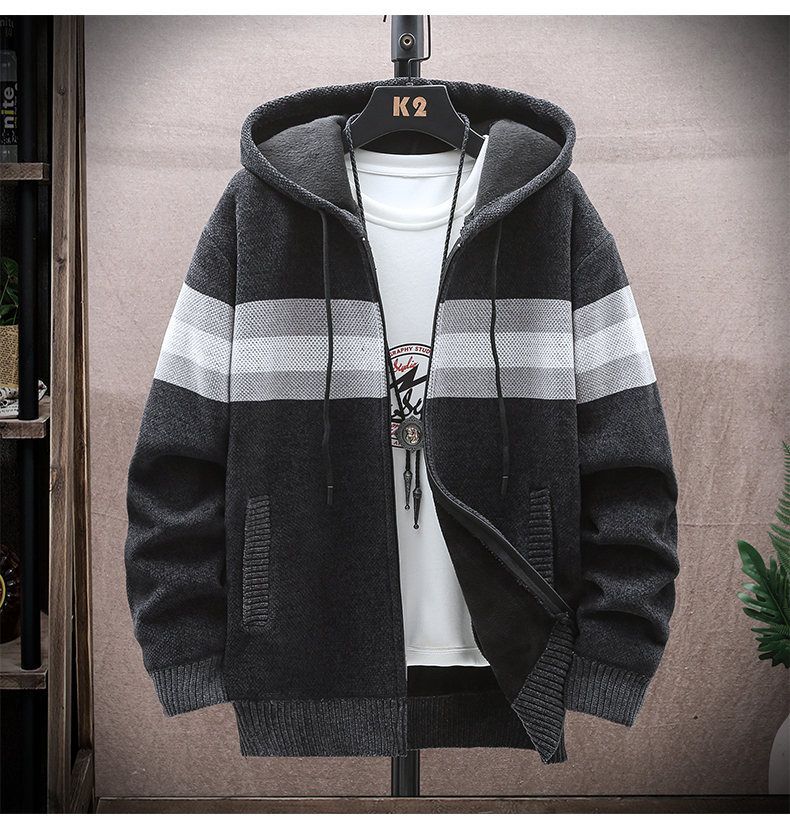 Giacca con cappuccio e cerniera da uomo, foderata in pile - Pullover casual caldo per l'inverno, morbido e confortevole, disponibile in taglie forti_voghion.com