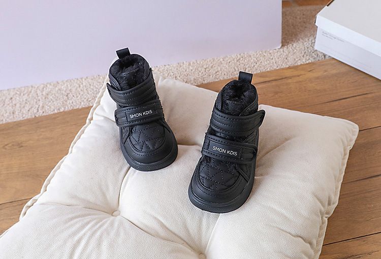 2023 New Winter Baby Leather Double Hook&Loop Toddler Kid Shoe Warm Pluh Non-lip Fahion Little Boy Girl Snow_voghion.com
