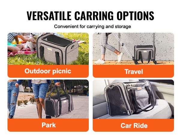 VEVOR Cat Carrier with Wheels, Airline Approved Rolling Pet Carrier with Telescopic Handle and Shoulder Strap, Dog Carrier with Wheels for Pets under _voghion.com