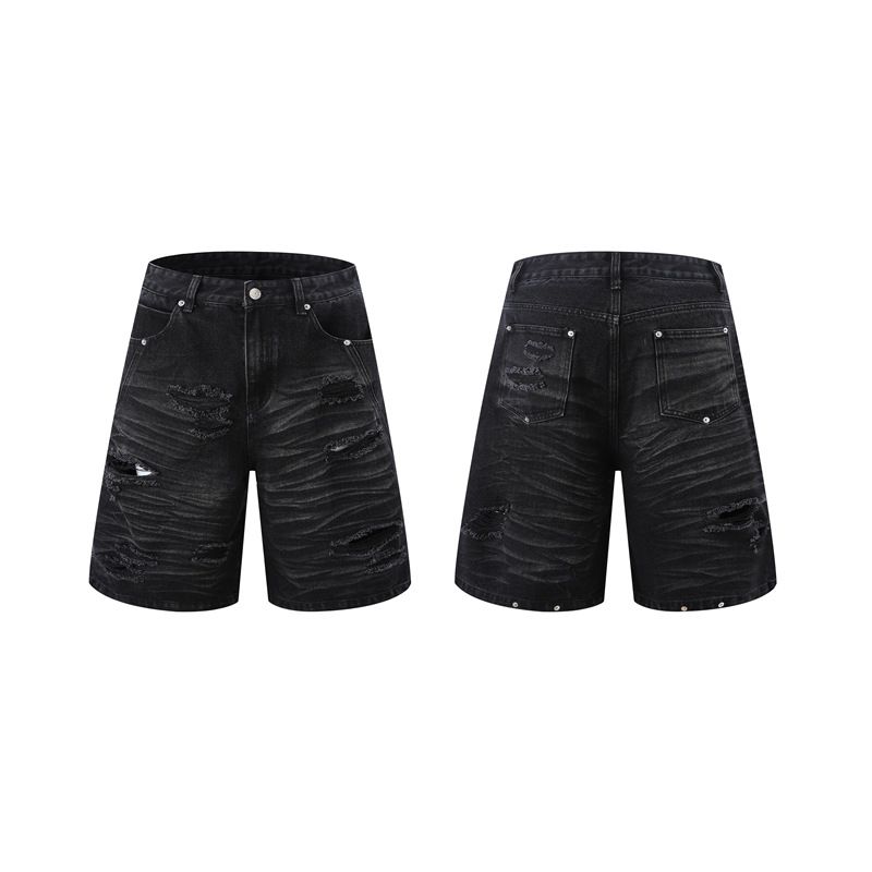 Męska odzież retro zniszczony brudny podarty zdekonstruowany podszewka na ramiona garnitur dżinsowy dla mężczyzn i kobiet uliczny trend dżinsy_voghion.com