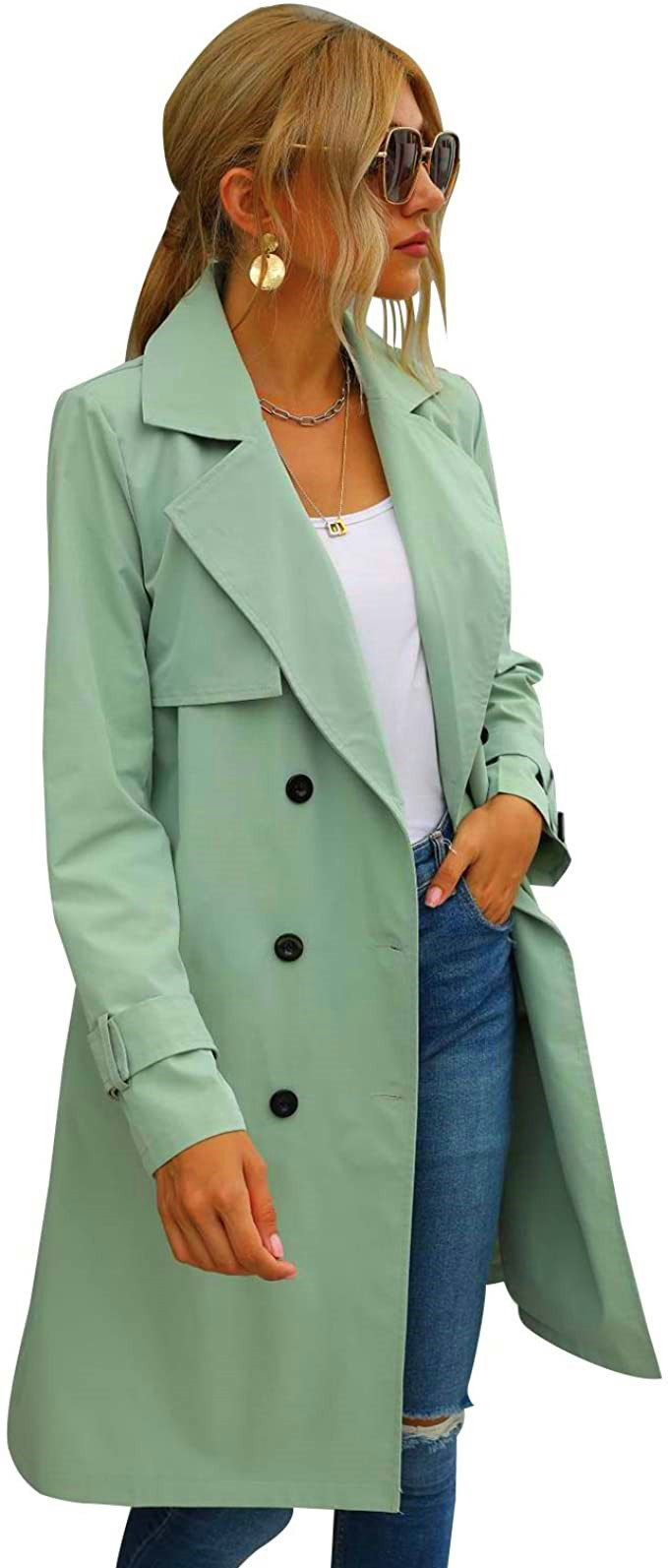 Women's trench coat autumn and winter explosive single breasted medium long coat_voghion.com