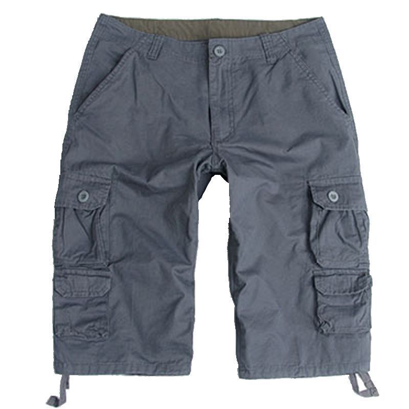 Roupas masculinas Verão masculino multi bolso casual shorts calças curtas jovens calções de trabalho puro algodão solto calças finas_voghion.com