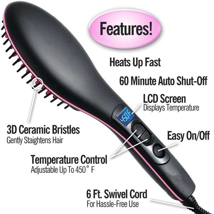 LED Display Hair Styling Dry And Wet Dual-use Straightening Electric Magic Comb Straightener Straight Artifact_voghion.com