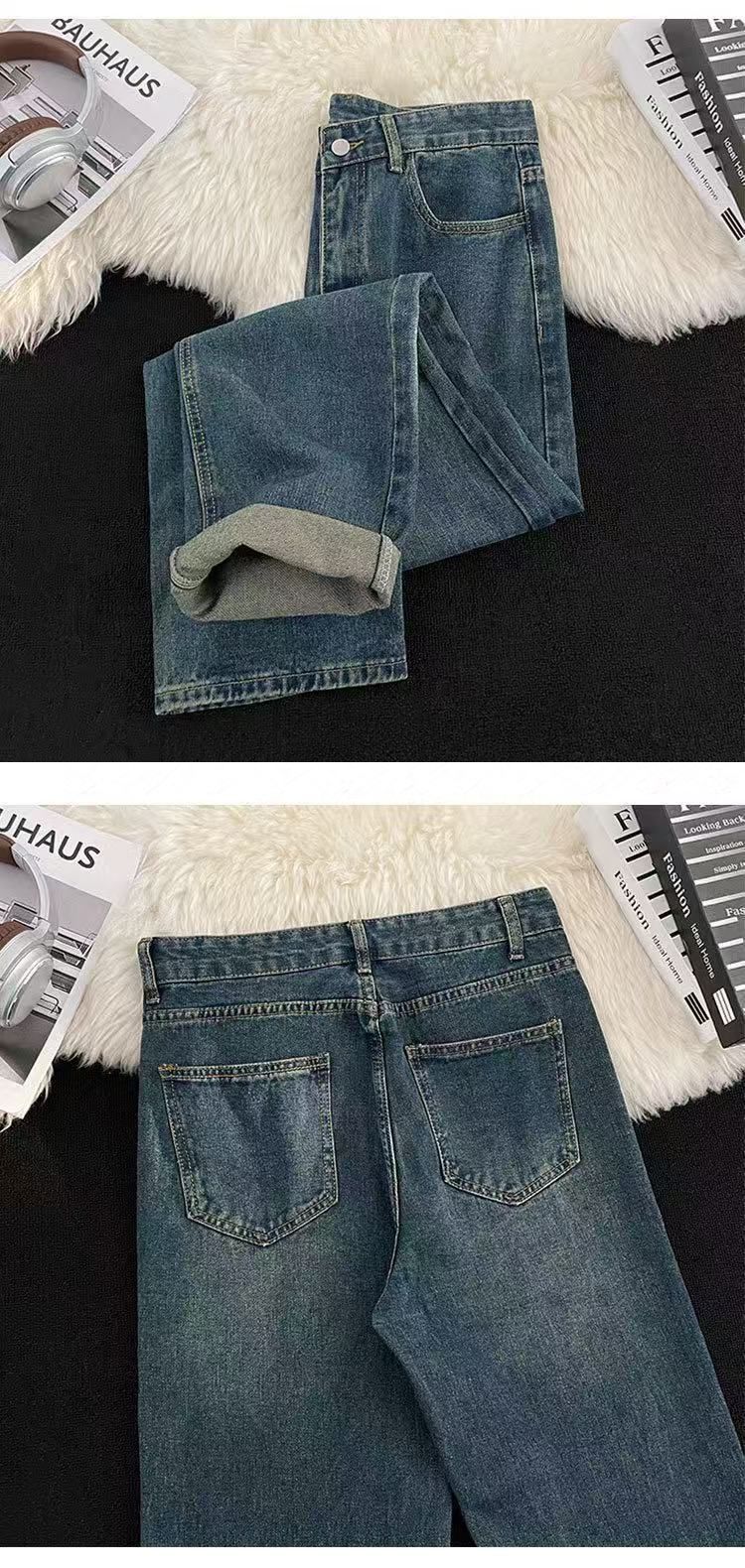 Men's Casual Loose Fit Washed Denim Jeans - Summer Lightweight Straight Leg Pants With Multiple Pockets_voghion.com