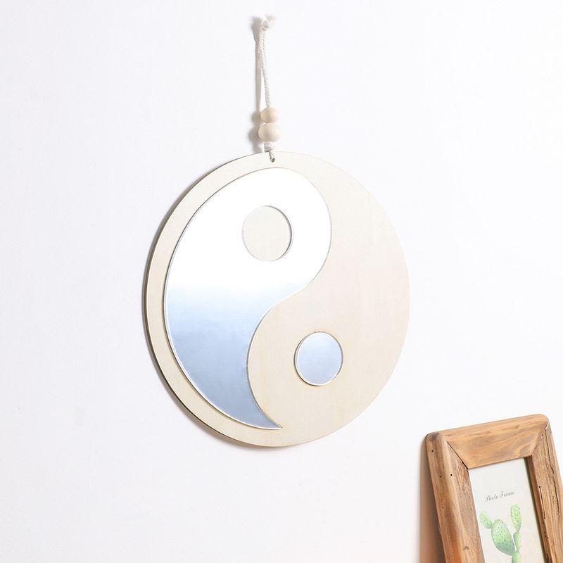 Ciondolo specchio acrilico Tai Chi Bagua in stile cinese Decorazione specchio da parete in legno stile boemo_voghion.com