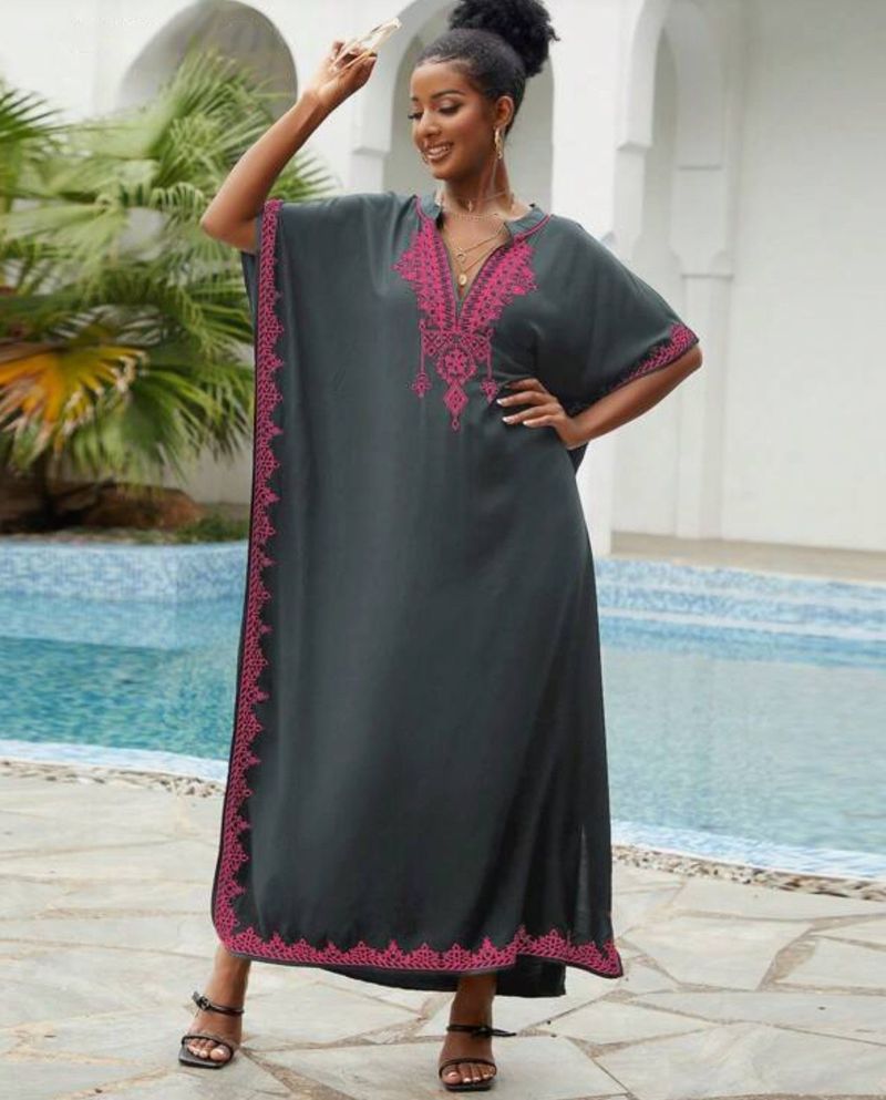 Abito da spiaggia oversize da donna – Tunica leggera in rayon con collo alto, copri bikini, copricostume da bagno_voghion.com