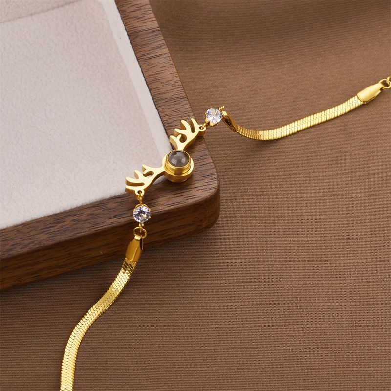 Hot Selg All The Way With You Projektion på 100 sprog. Jeg elsker dig. Armbånd i titaniumstål, kvindelig slangeben._voghion.com