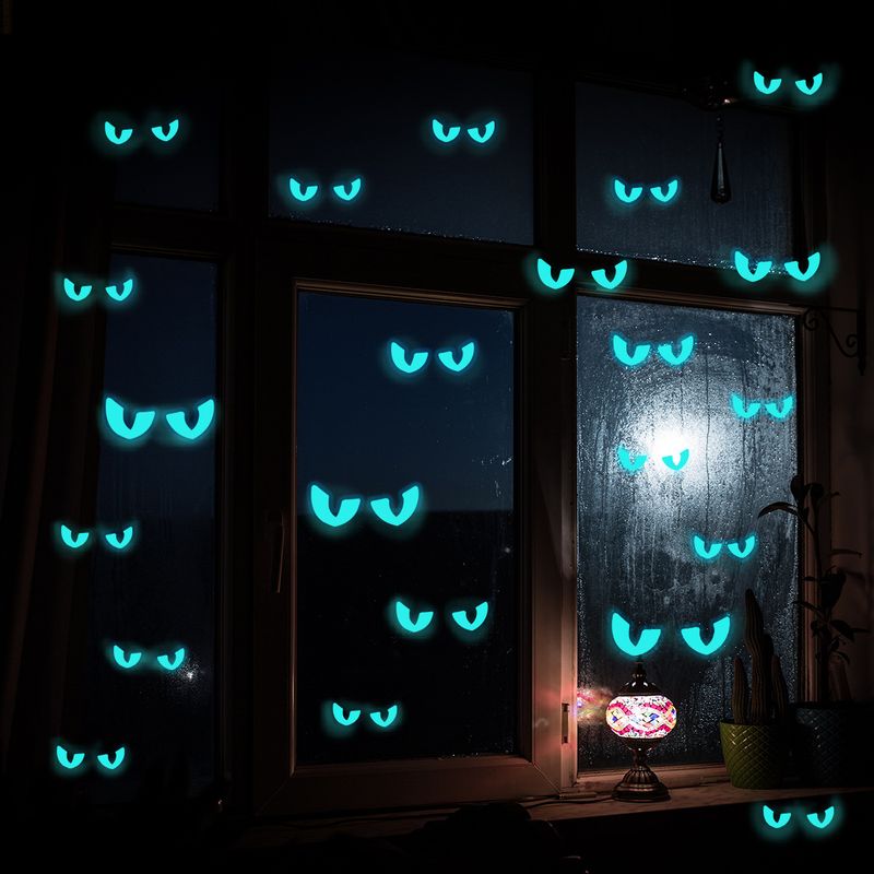 Glow In The Dark Halloween Wall Stickers - Multi-Color Eye Design, Self-Adhesive Decals For Bedroom, Living Room, Party Decor_voghion.com
