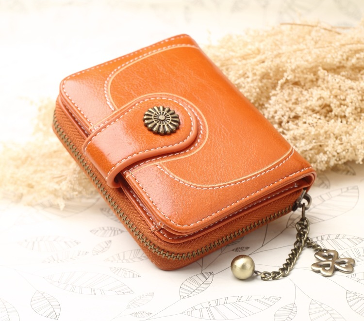 Kvinder Vintage Ws Smurt Læder Blomst Dame Lynlås Møntpung Kvinde Lille Clutch Pengetaske Kreditkortholder_voghion.com