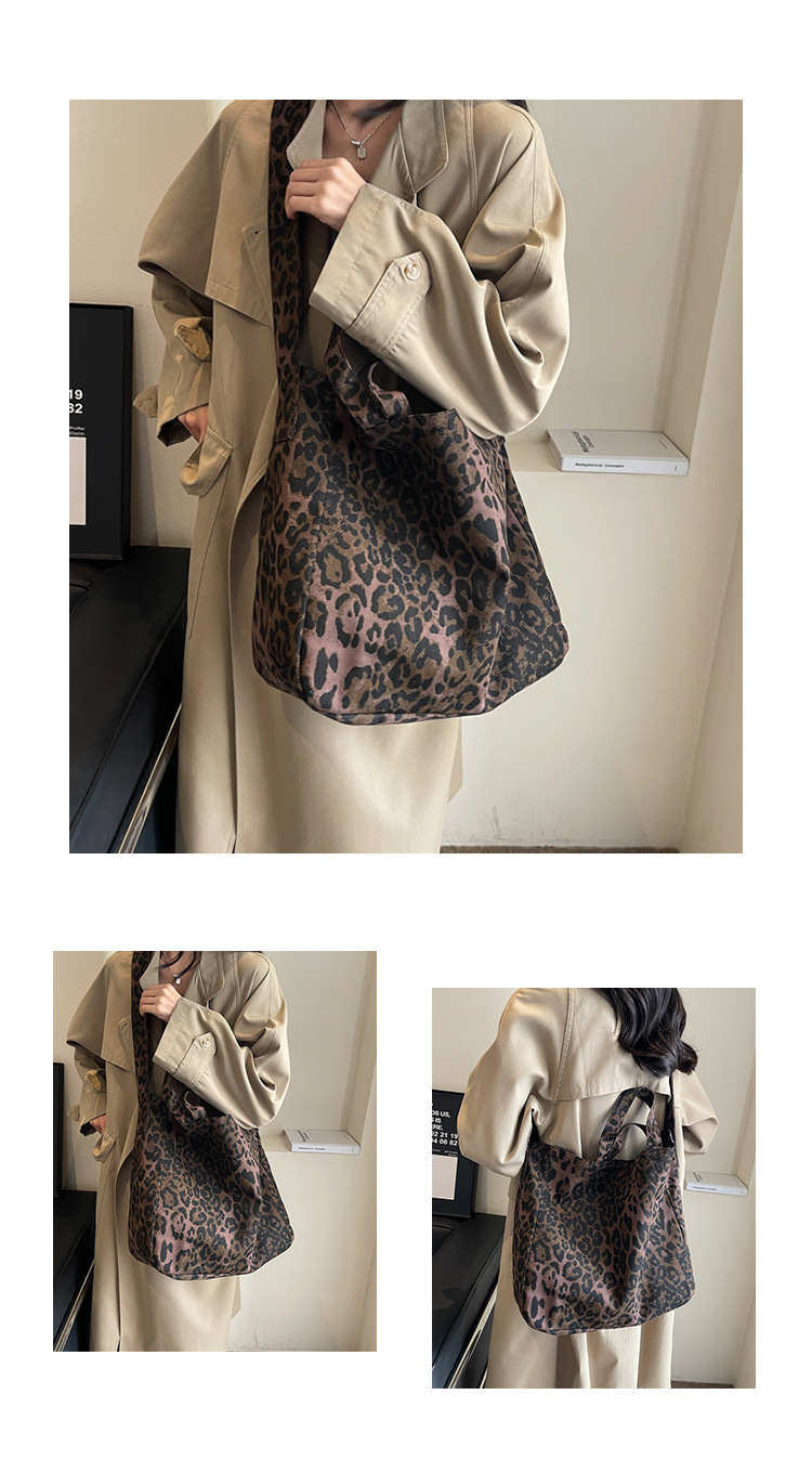 Women's leopard print bag Large capacity women's shopping bag_voghion.com