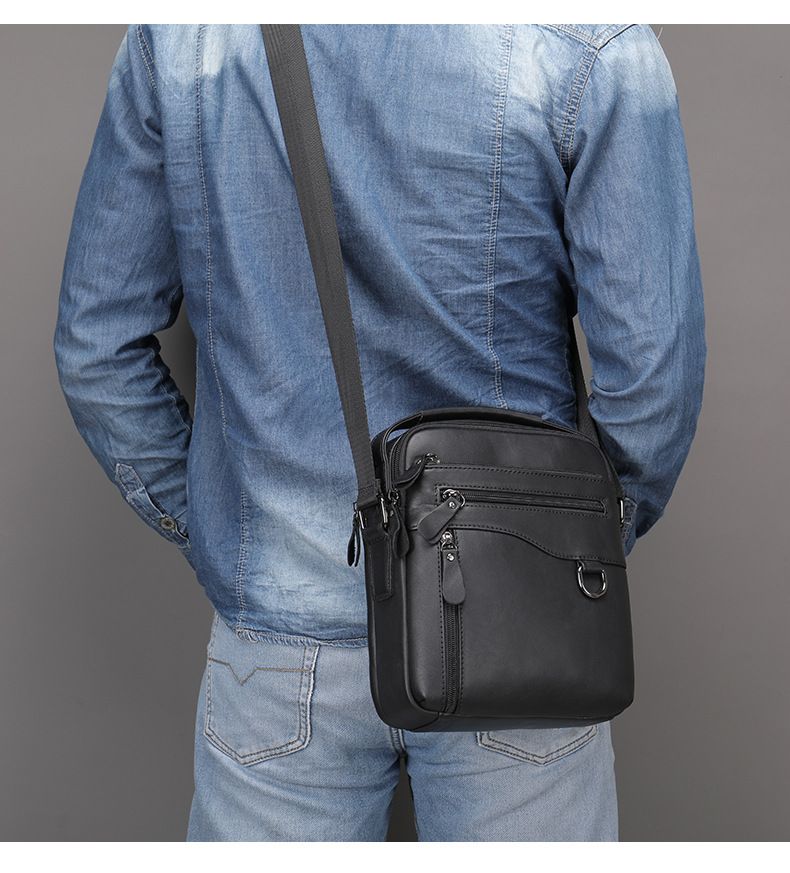 Borsa a tracolla da uomo in vera pelle - Borsa a tracolla in pelle cerata vintage con design impermeabile ed espandibile per l'uso quotidiano_voghion.com