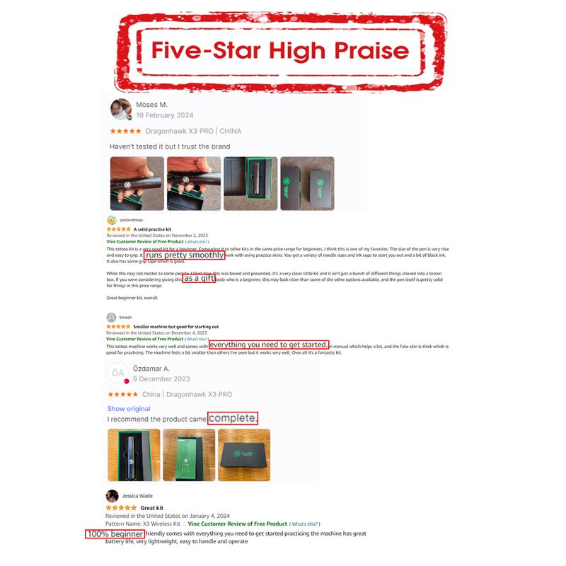 Dragonhawk Komplettes kabelloses Tattoo-Maschinenset, Rotary Pen, leistungsstarkes Tattoo-Komplettset für Anfänger für Tätowierer_voghion.com