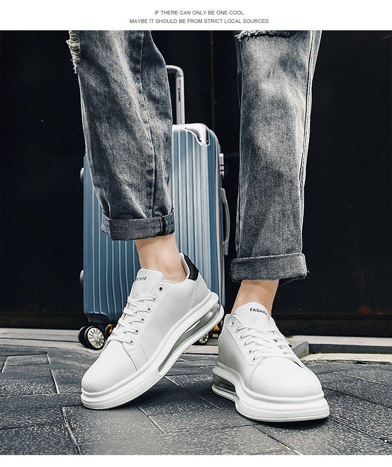 Primavera/estate Little White Versatile per studenti, suola spessa da uomo con cuscino d'aria, scarpe da ginnastica alte con punta tonda, casual_voghion.com