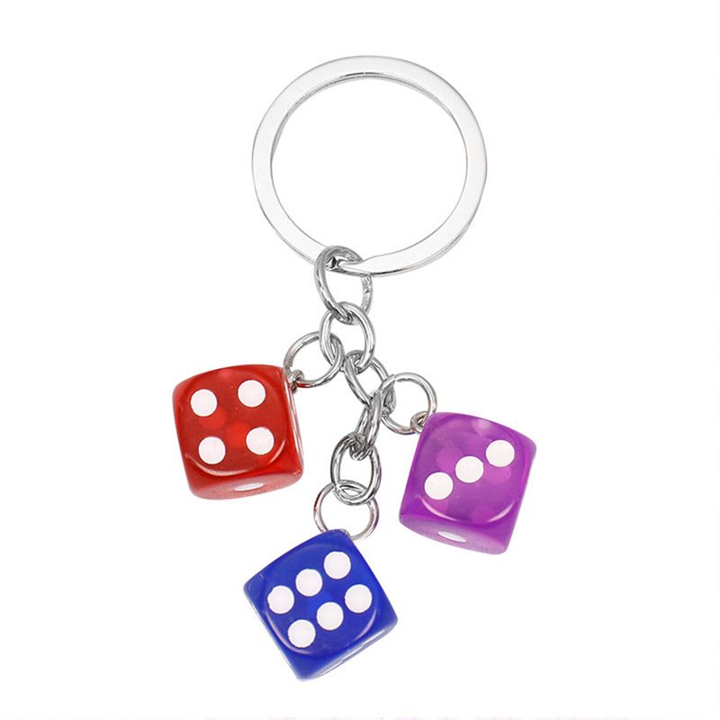creative resin dice-shaped keychain pendant portable bag pen accessories pendant_voghion.com