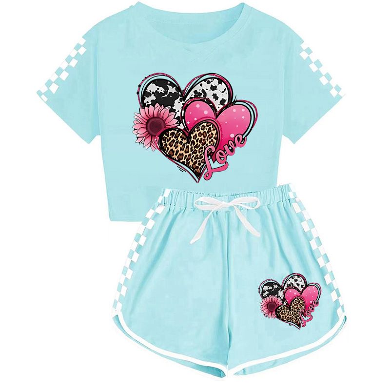 Pijama deportivo para niños y niñas, camiseta y pantalón corto, para madres e hijos, 656_voghion.com