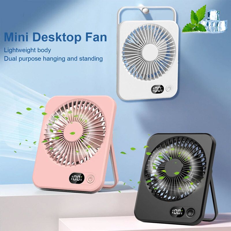 Quiet 5-Speed Table Cooling Fan Portable Small Mini FAN Rechargeable Desk Fan_voghion.com