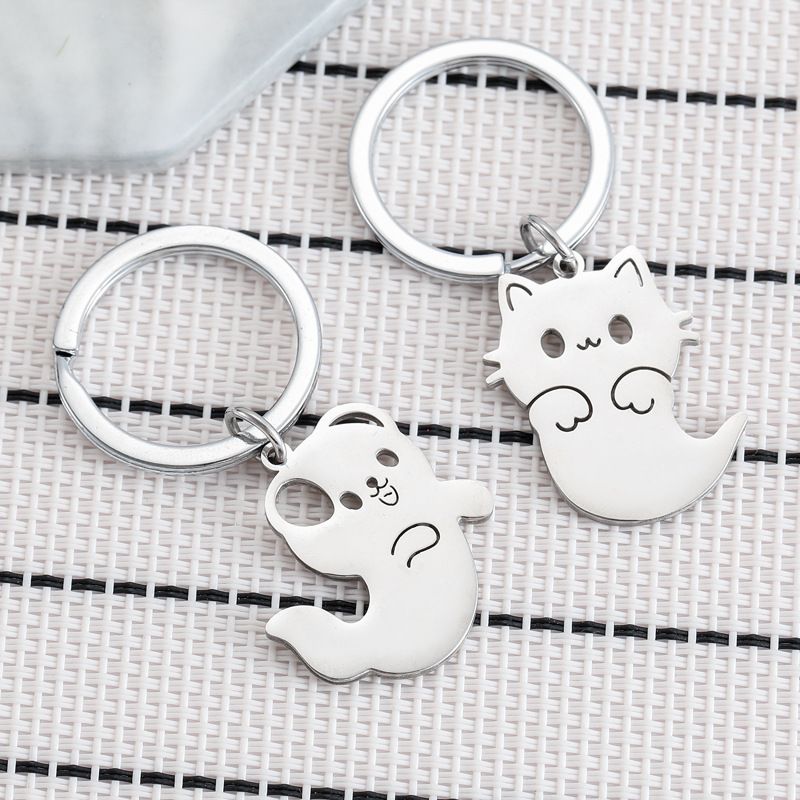 Cartoon Spook Kat Hond Roestvrijstalen Sleutelhanger Leuke Tas Hanger Halloween Cadeau_voghion.com
