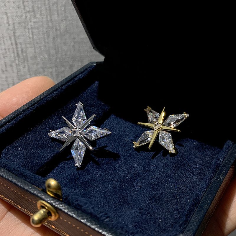 Elegant Zircon Star Brooch Pin For Suits - Stylish Lapel Pin With Secure Fastening For Formal Attire Cross Star Brooch Collar Pin Suit Pin Fixed Anti_voghion.com