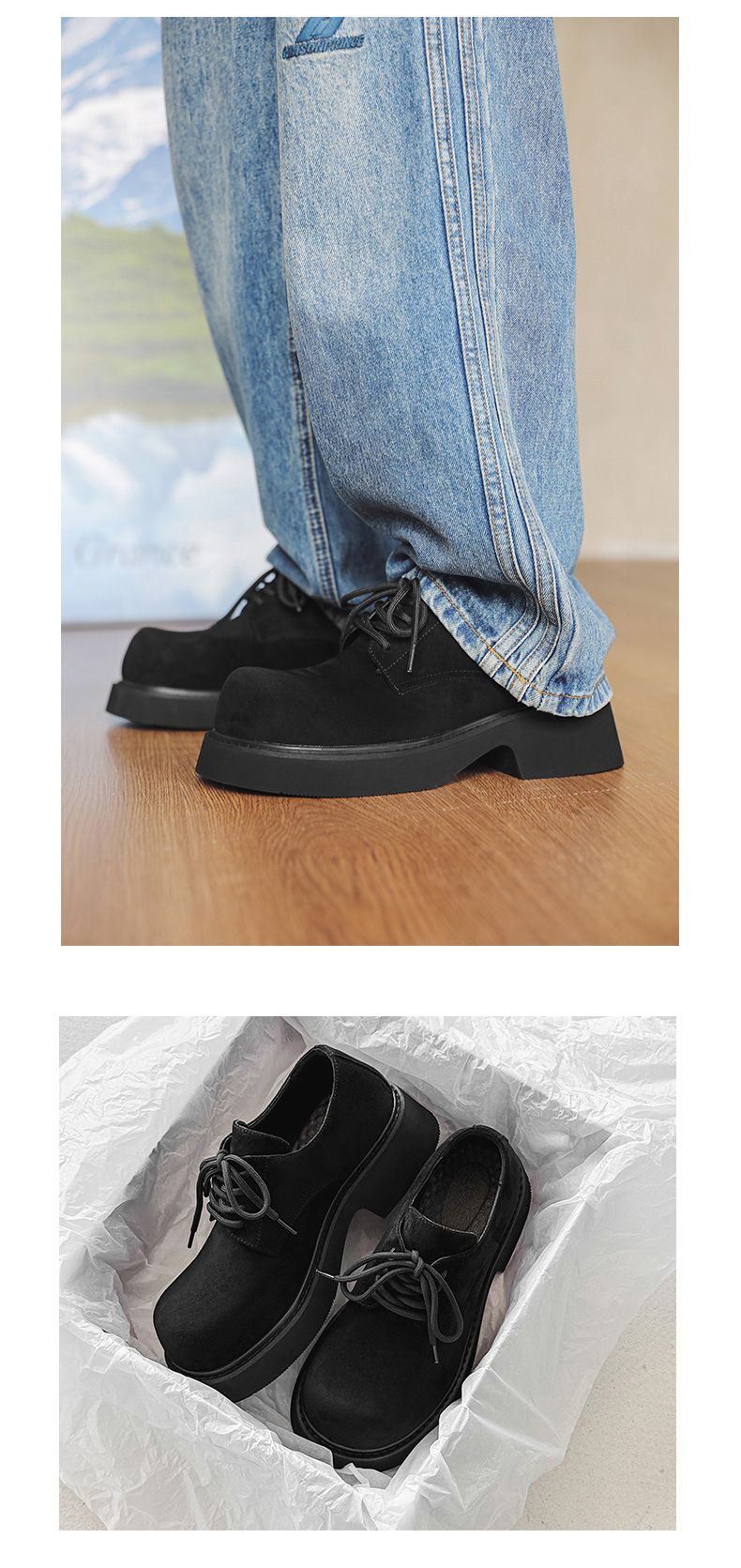 Kleine Lederschuhe Casual Herren Plateau Retro Big Head Lederschuhe Erhöhen Herrenschuhe_voghion.com