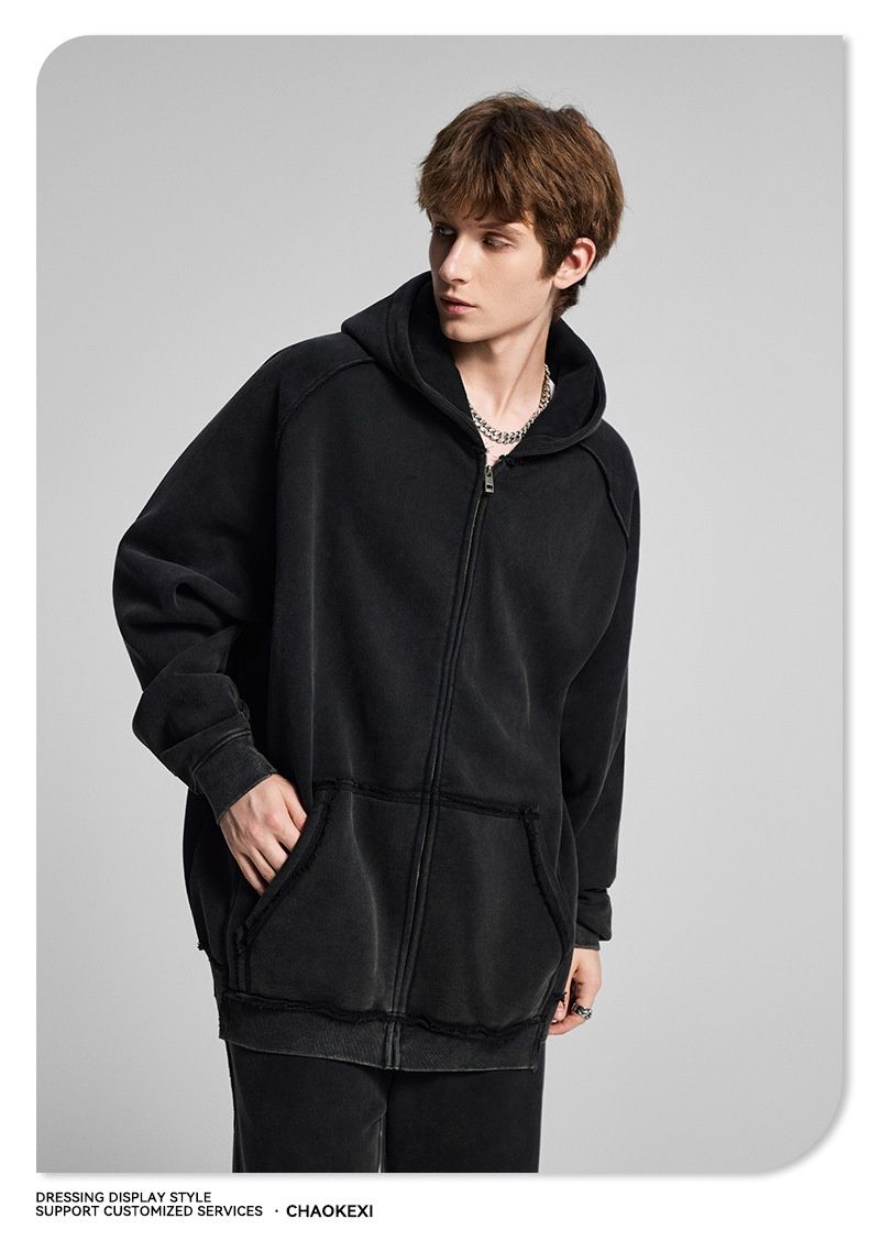 Cove Cross-Border Sportswear Set For Men Winter New Men's Fashion Light High-End American Retro Fleece-Lined Hoodie_voghion.com