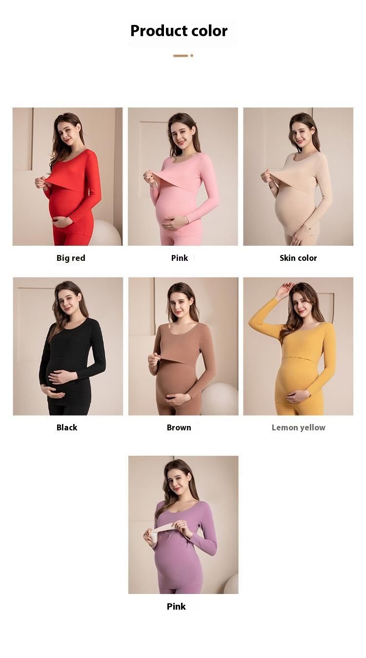 Set di pantaloni caldi in velluto per donne incinte, top autunnali e invernali, vestiti per l'allattamento e il parto, biancheria intima protettiva per la pancia_voghion.com