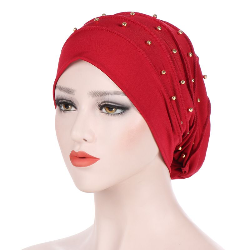 neue Pullovermütze, Perlenmütze, Herbst- und Winterhut mit dünnem Flor, Turbanmütze, Nachtmütze, Entbindungsmütze_voghion.com