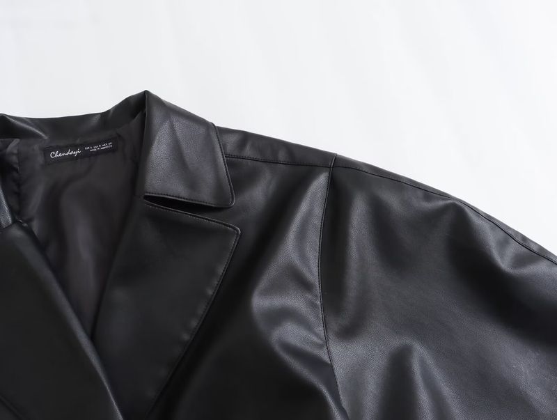 Damen 2024 Frühling neuer Stil Lederriemen Jacke Mantel_voghion.com