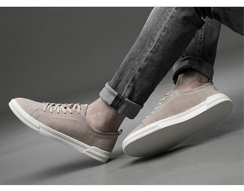 Chaussures basses à lacets en daim pour homme, souliers japonais blancs à semelle intérieure invisible, style décontracté_voghion.com