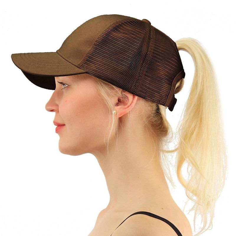 Cappello da baseball con coda di cavallo estivo da donna, regolabile, con chiusura a scatto, in tinta unita, con chignon alto e spettinato, per ragazza_voghion.com
