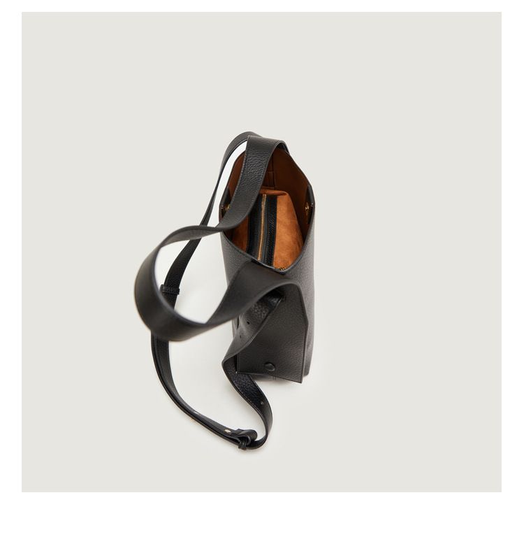 Lemon Koko Women's Bucket Bag – Large Capacity Stylish Shoulder Tote For Work & Travel, Vintage PU Handbag With Zipper Closure (Black/Taupe)_voghion.com