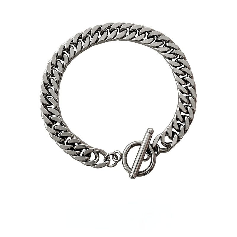 Bracciale di lusso in stile minimalista per donna, design sensato, elegante e semplice catena cubana spessa OT, gioiello unisex_voghion.com