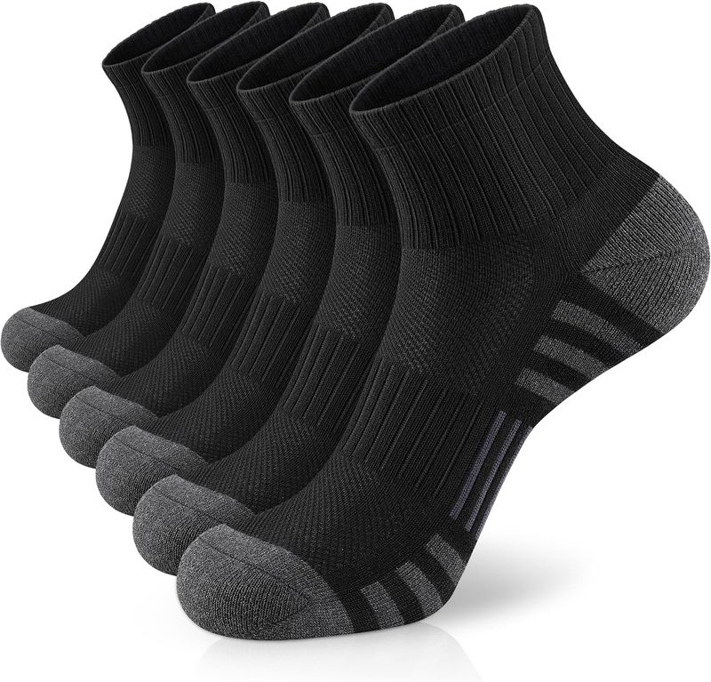 Athletic Quarter Socks With Cushion Running Ankle Socks For Men Women 6 Pairs_voghion.com