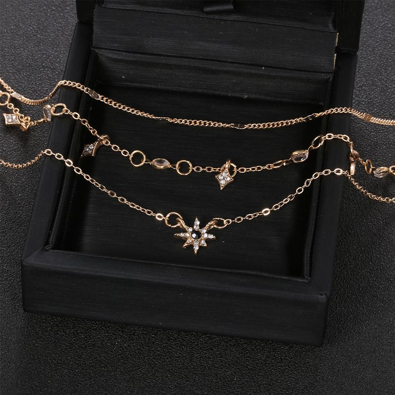 Popular Fashion New Women's Multi Layered Star Pendant Neckchain Handmade Necklace Combination_voghion.com