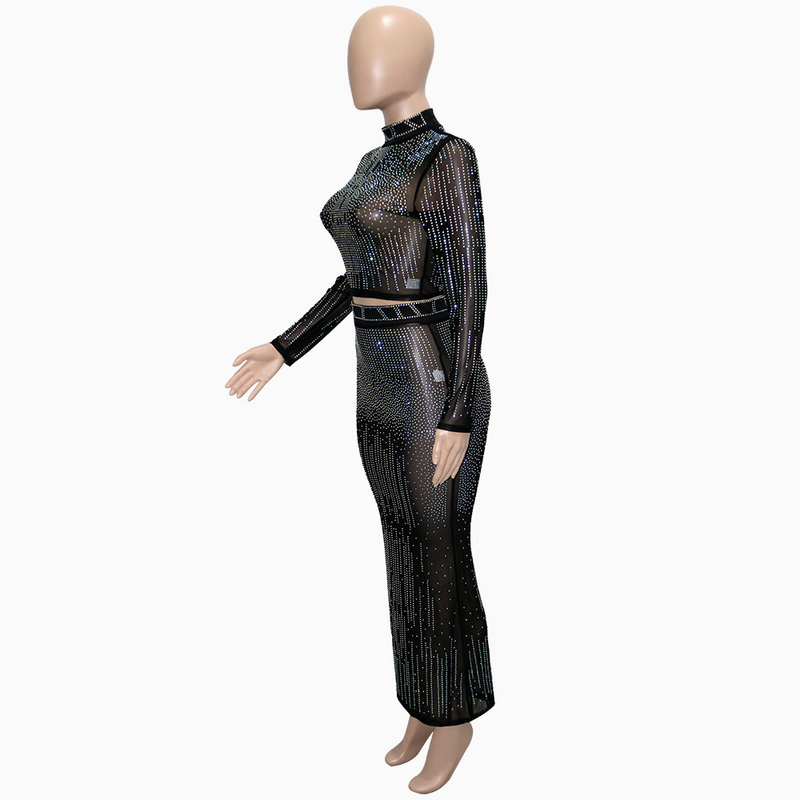 Women's Clothing Ball Gown Evening Dress Elegant Sexy Hot Diamond Skirt Suit_voghion.com