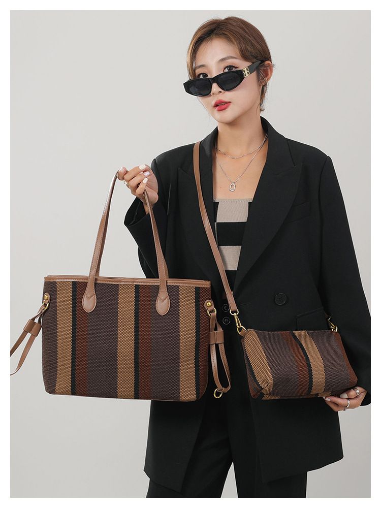 Einkaufstasche Canvas Streifen Große Kapazität Brieftasche Designer Damen Geldbörsen und Handtaschen Umhängetasche Schultertasche Handtasche Top Handle Bag_voghion.com