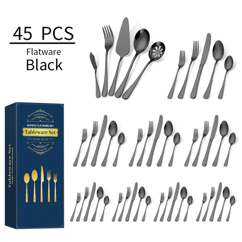 Stainless Steel Knife, Fork And Spoon Utility Pieces Butter Dessert Cake Shovel 8 People 45 Pieces Tableware Set_voghion.com