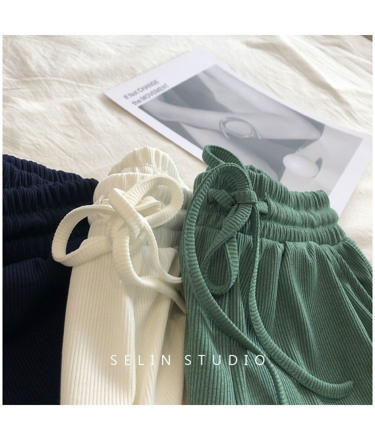 Vêtements d'été pour femmes, nouveau style coréen, all-match, taille haute, slim, course à pied, grande taille, pantalons décontractés à jambes larges pour femmes_voghion.com