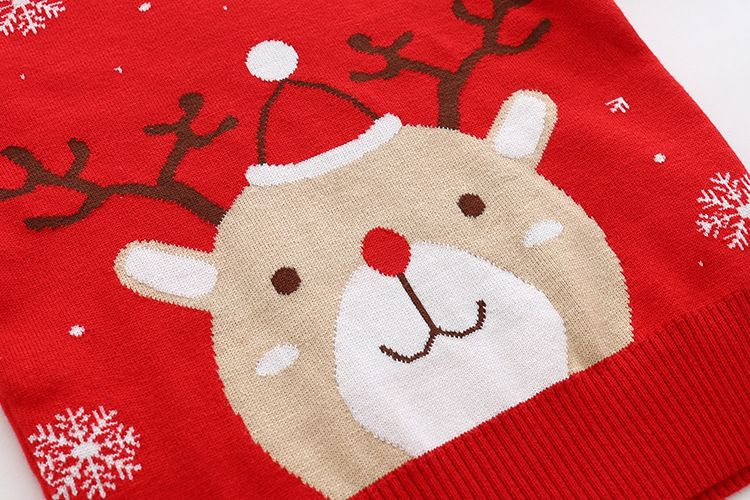 Vêtements d'automne/hiver pour enfants, pull de noël en Jacquard, flocon de neige, fauve, en Double coton, pour garçons et filles_voghion.com