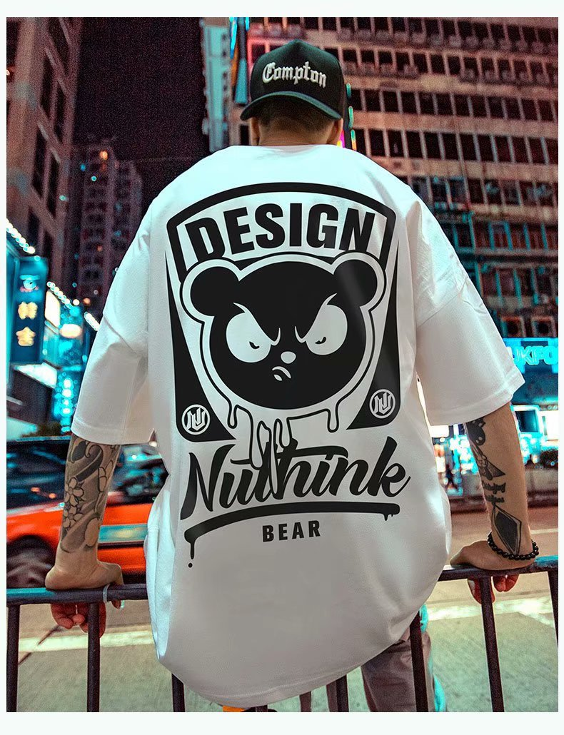 C&J T-Shirt Grouss Härenkleedung Plus Fett Halbärm Iwwergréisst National Tide Loose Street Kuerzärmlech01_voghion.com