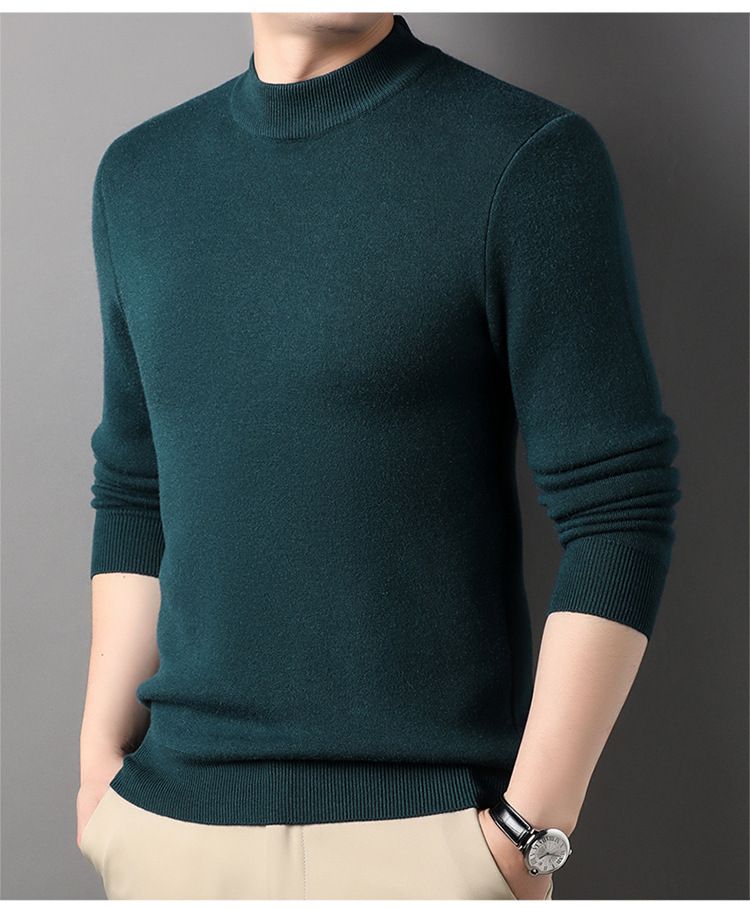 Maglione a collo alto da uomo, semplice e alla moda, maglione base, autunno inverno, casual, versatile, tinta unita_voghion.com