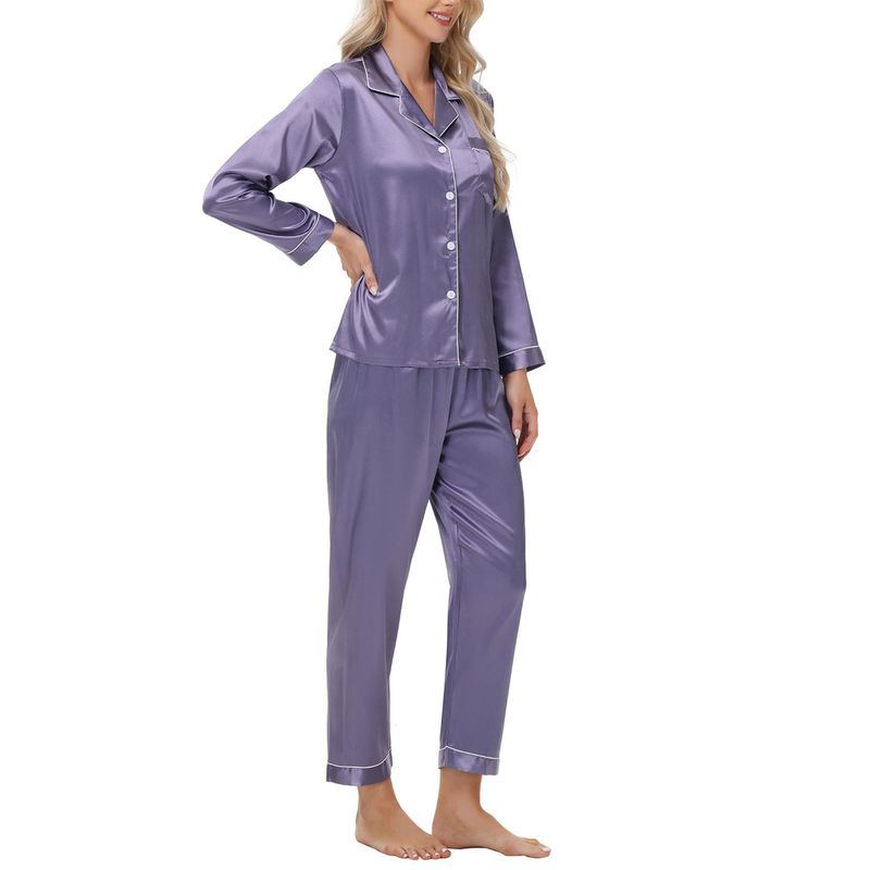 Biancheria intima Pigiami da notte Pigiama di seta Pigiama da donna in raso a maniche lunghe di grandi dimensioni Abbigliamento per la casa_voghion.com